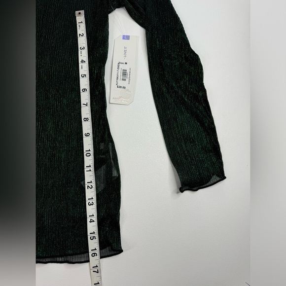 NWT Almost Famous Sheer Button Down Metallic Stripe Shirt Medium - Picture 6 of 8